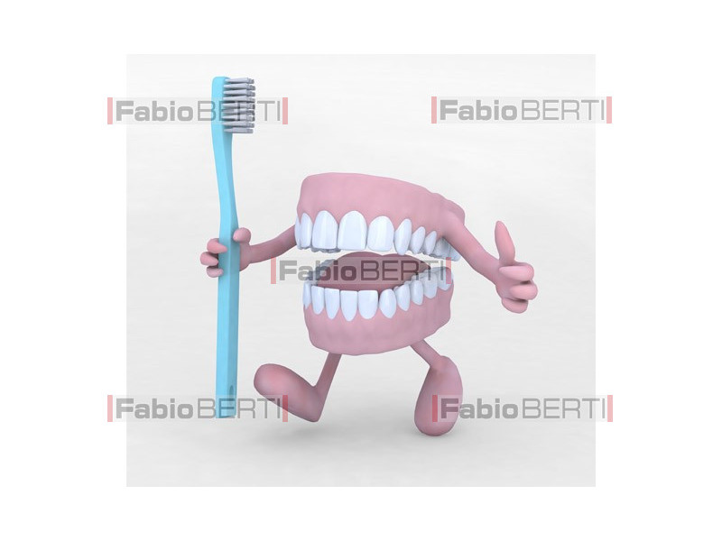 denture with toothbrush