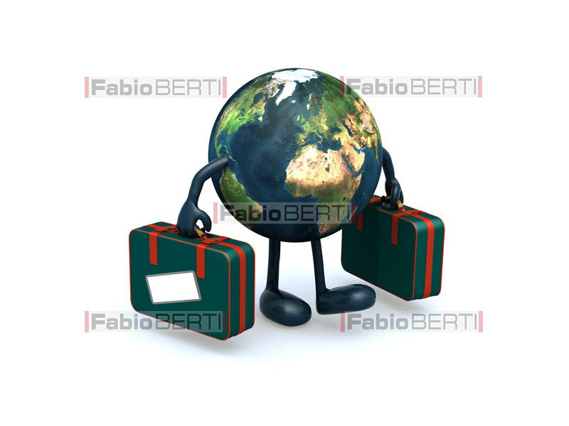 world with suitcases