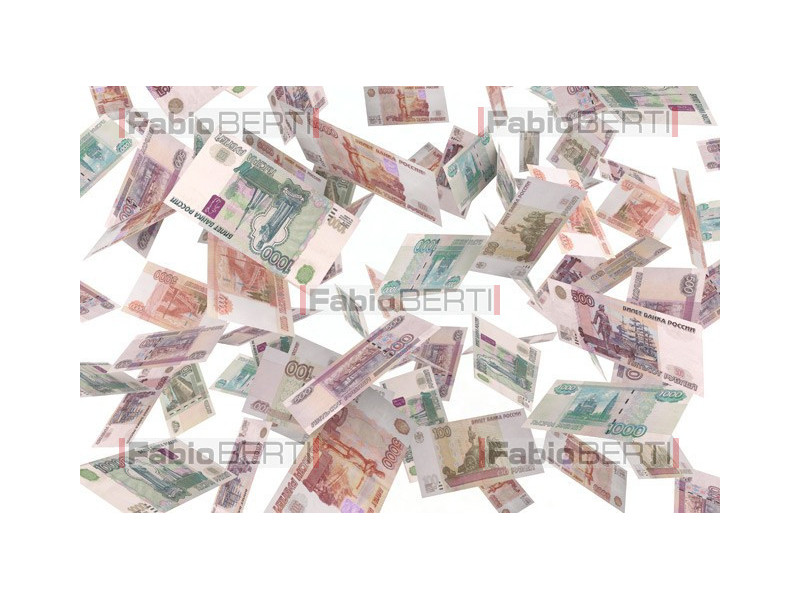 rublee banknotes in the air