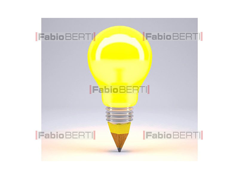 yellow lightbulb and pencil