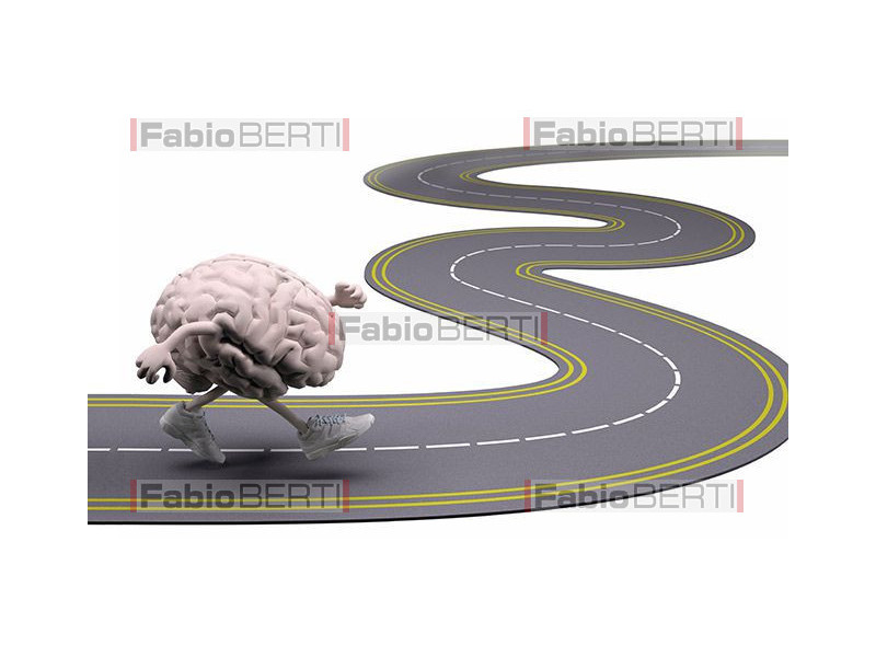 brain running on a road