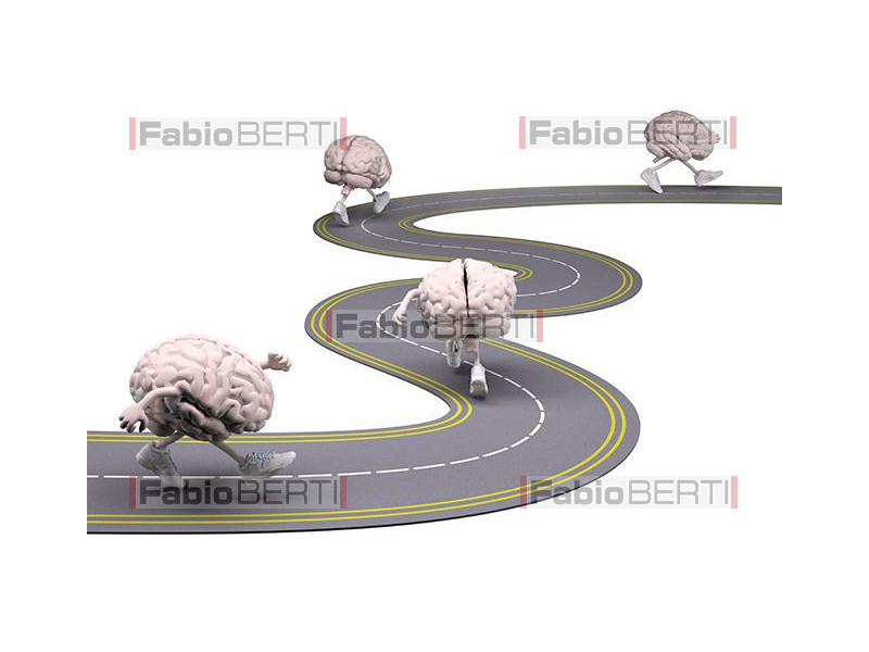 brains running on a road