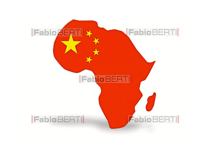 Africa with the flag of China