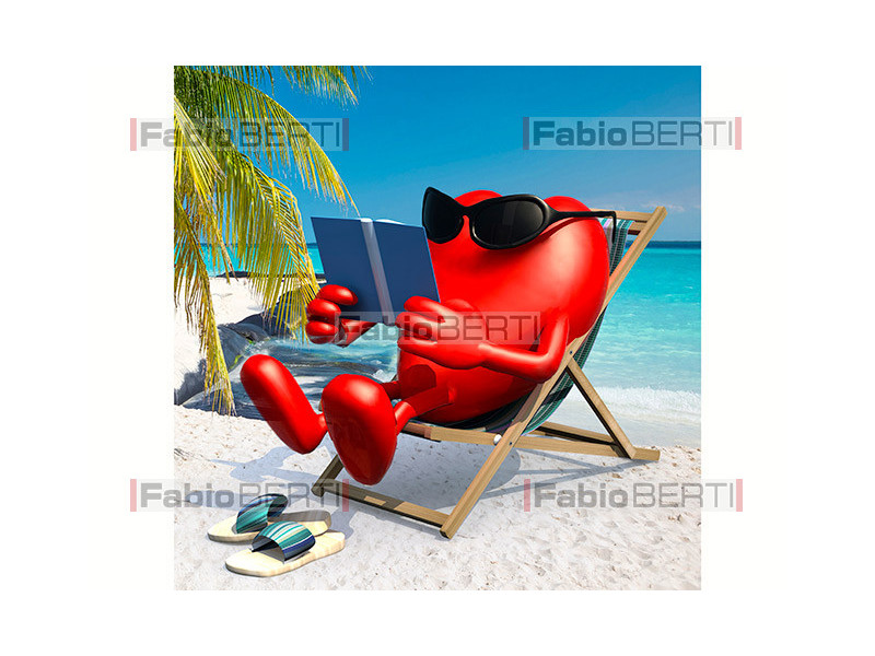 heart resting on a beach chair