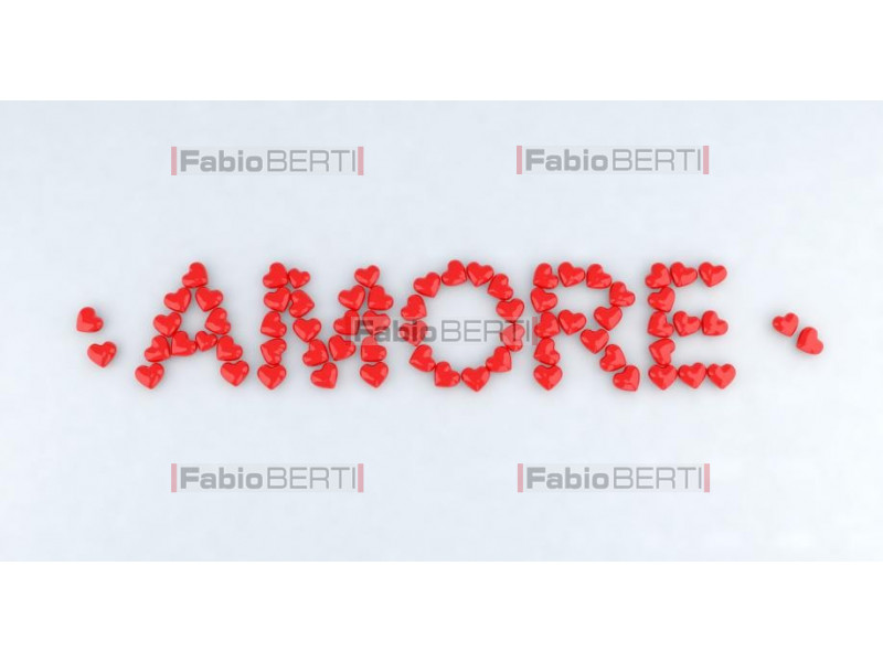 written "amore" with hearts