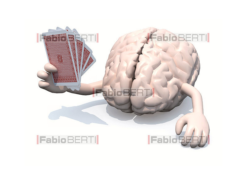 brain playing cards