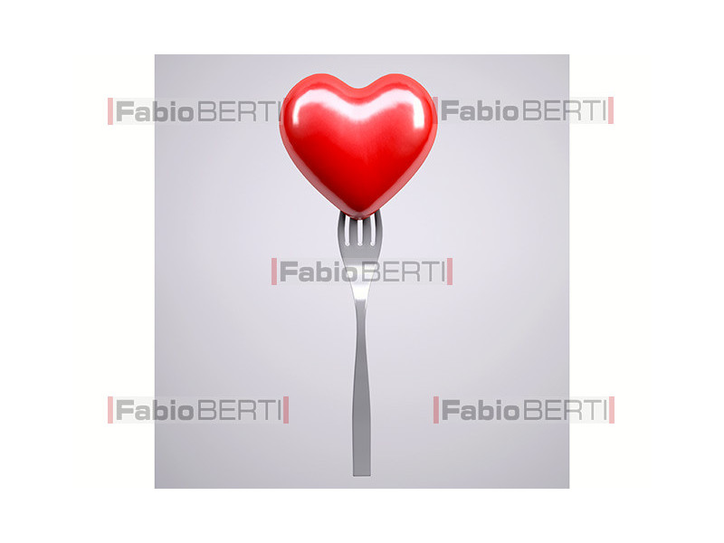 Heart with fork skewered on it