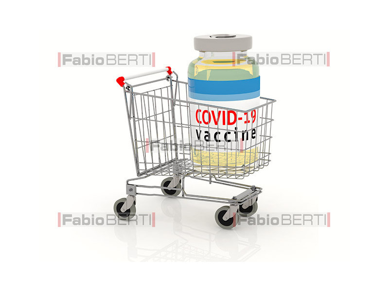 shopping cart with vaccine bottle