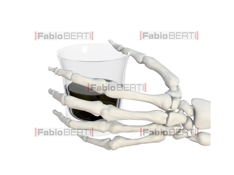 hand skeleton with drinking glass