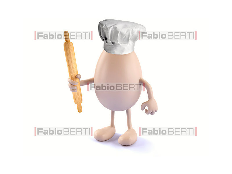 egg with rolling pin