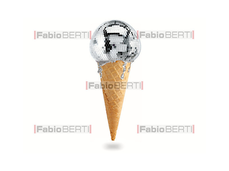 ice cream cone with a disco mirror ball