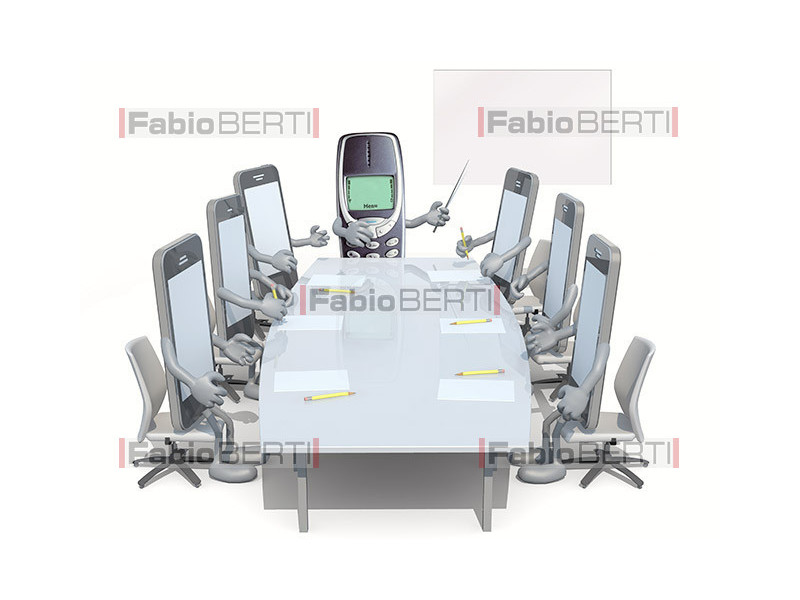 mobile meeting in the table
