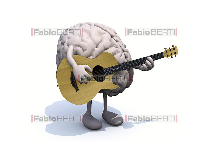brain with guitar