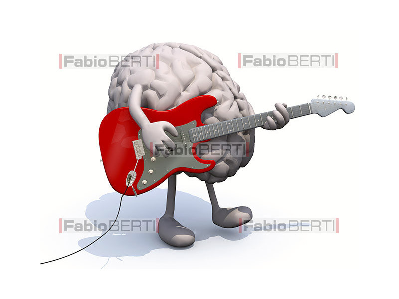brain with electric guitar