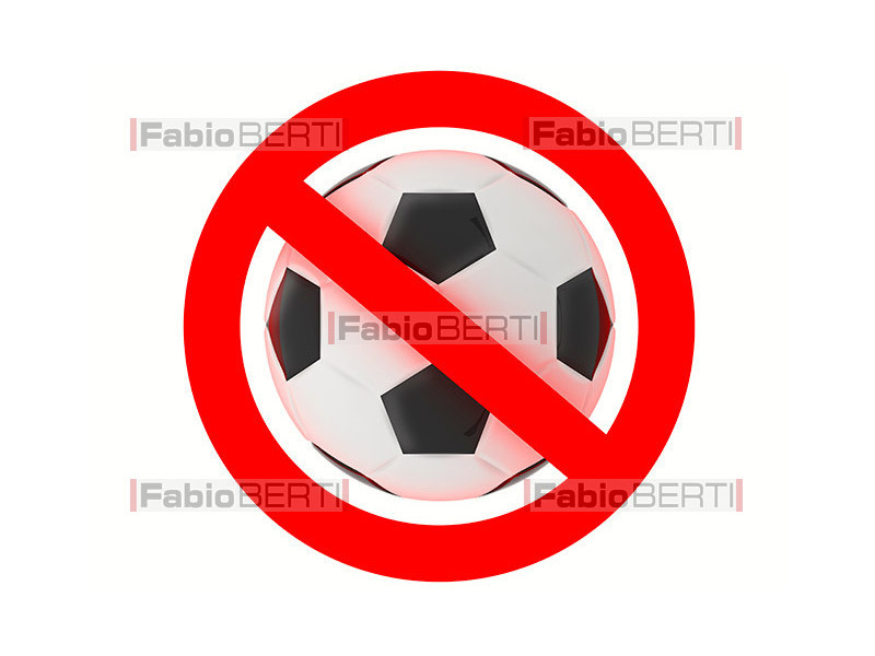 prohibition sign with soccer ball