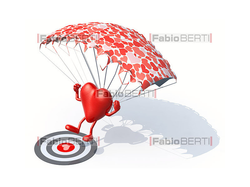 heart with parachute on target