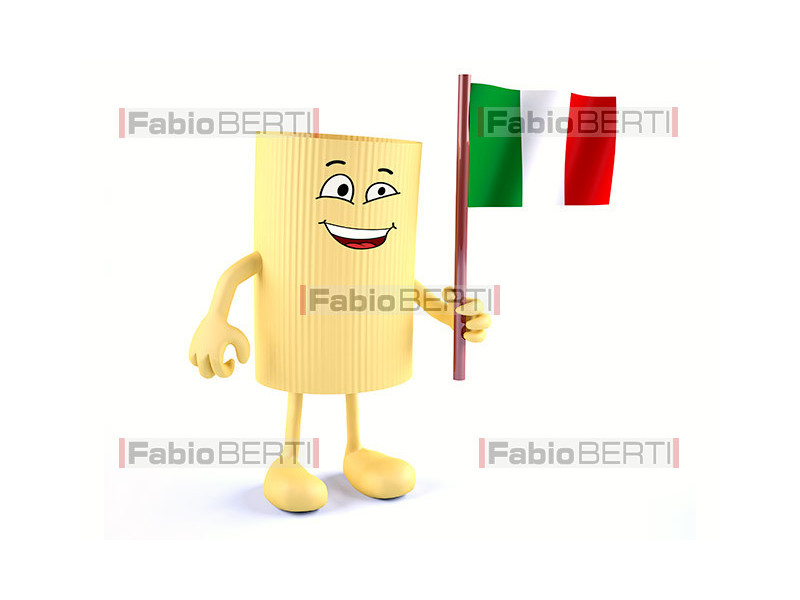 Macaroni with face and Italian flag