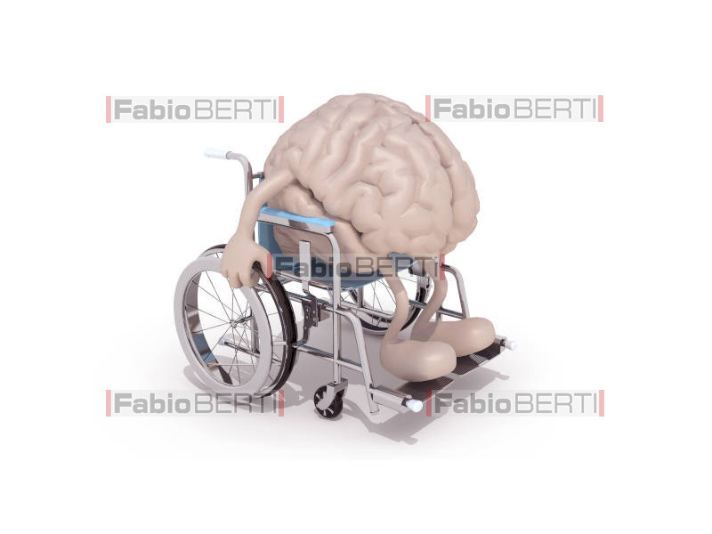 brain in wheelchair