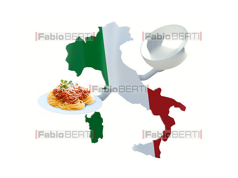 Italy with spaghetti