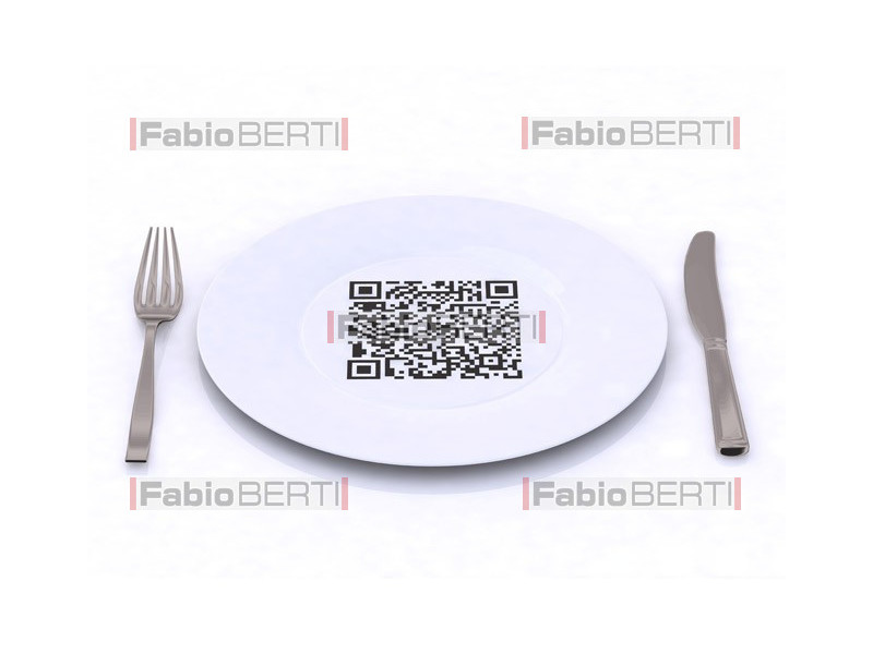 plate with a QR code