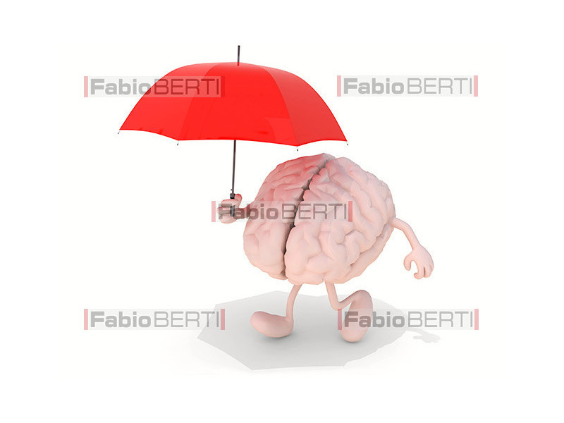 brain with umbrella