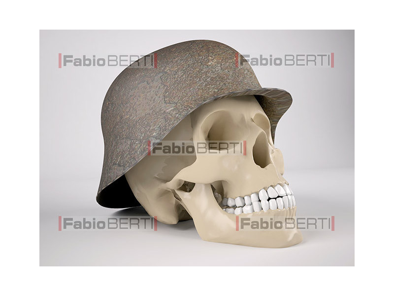 skull with helmet