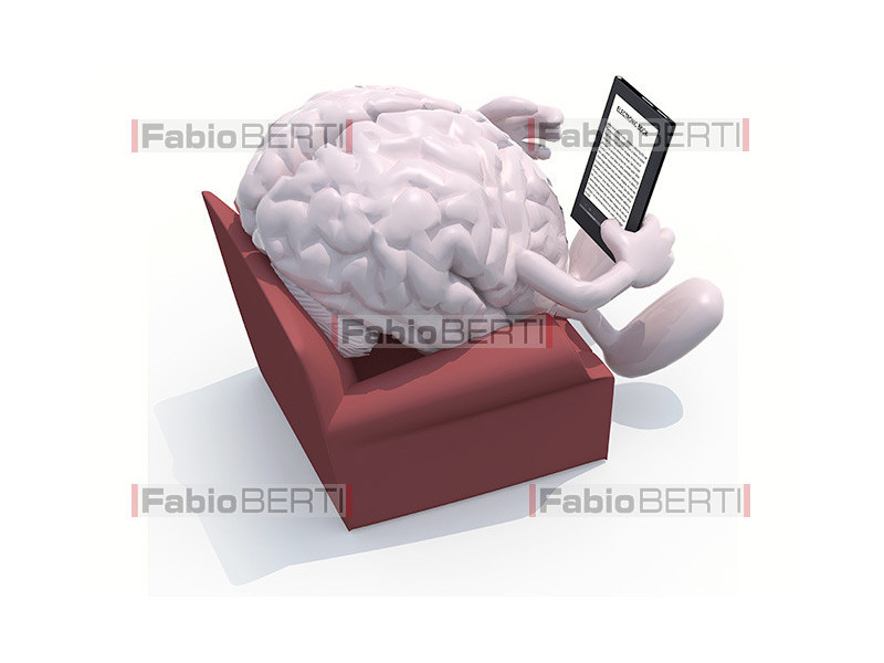 brain with e-reader