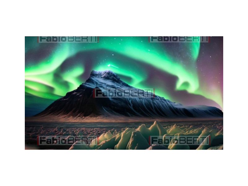 landscape with aurora borealis