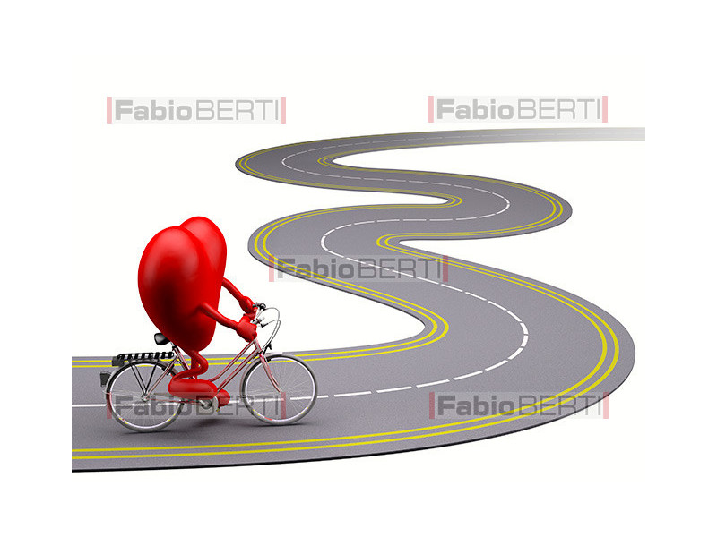 heart with bicycle on the road