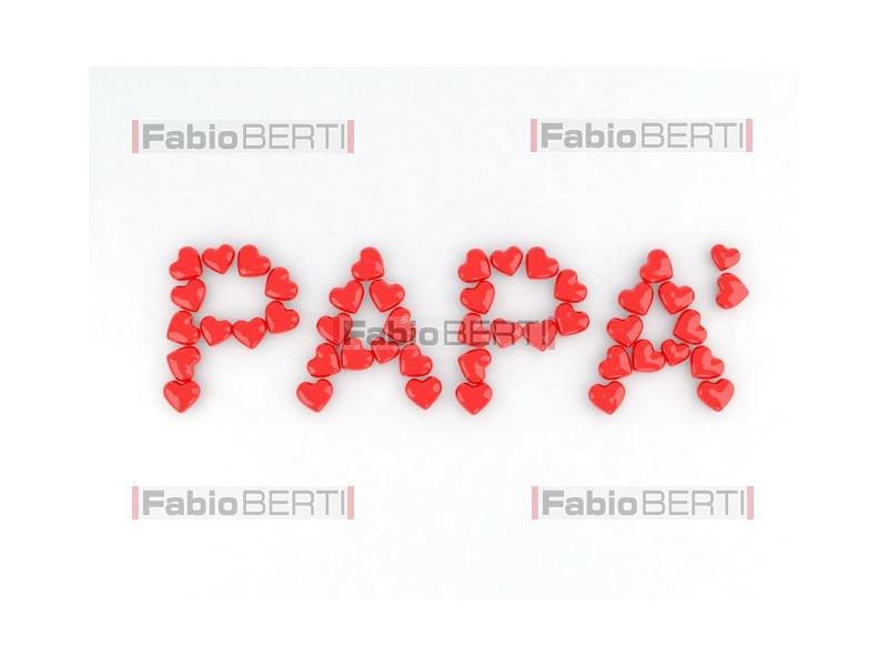 written papà with hearts